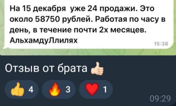 Сообщение участника о доходе от партнёрской работы